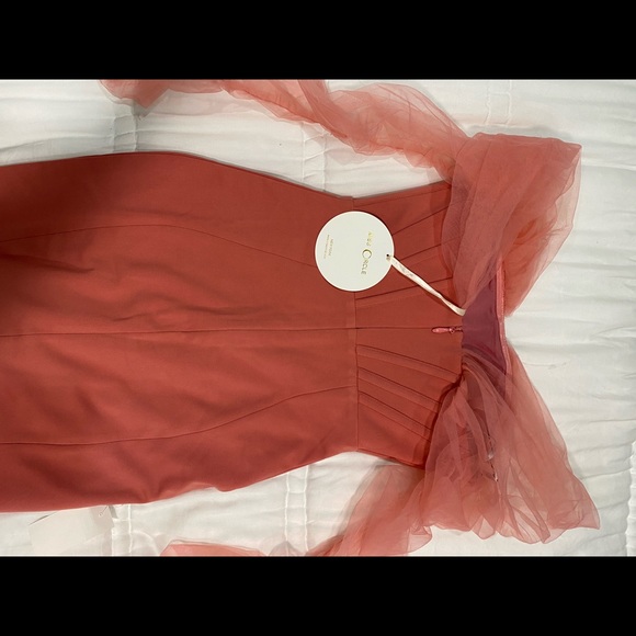 Zofia Salmon Off Shoulder Mesh Sleeve Corset Dress - Picture 5 of 6